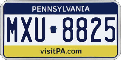 PA license plate MXU8825