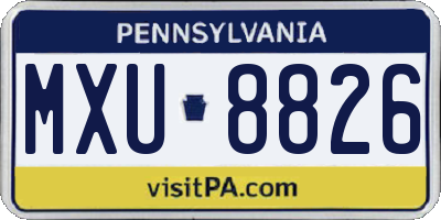 PA license plate MXU8826