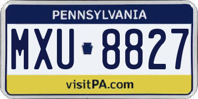 PA license plate MXU8827
