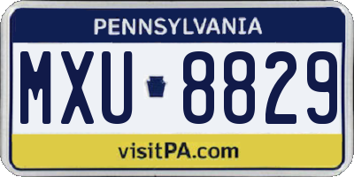 PA license plate MXU8829