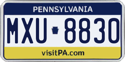 PA license plate MXU8830