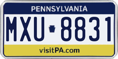 PA license plate MXU8831