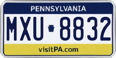 PA license plate MXU8832