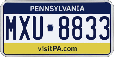 PA license plate MXU8833
