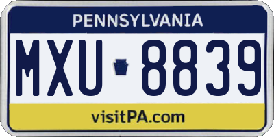 PA license plate MXU8839