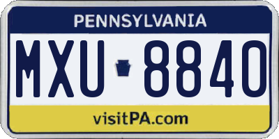 PA license plate MXU8840