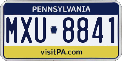 PA license plate MXU8841