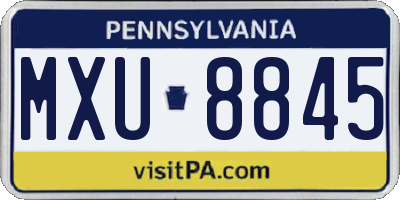 PA license plate MXU8845