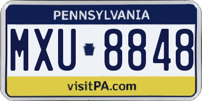 PA license plate MXU8848