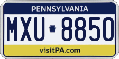 PA license plate MXU8850