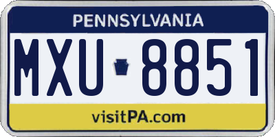 PA license plate MXU8851