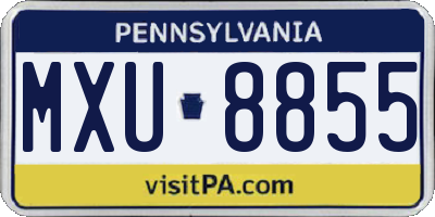 PA license plate MXU8855