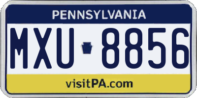 PA license plate MXU8856