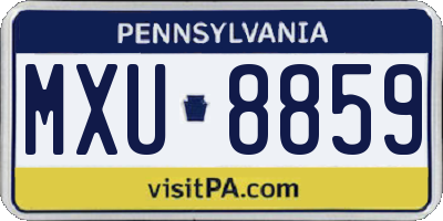 PA license plate MXU8859