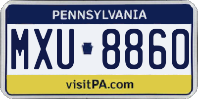 PA license plate MXU8860