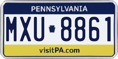 PA license plate MXU8861