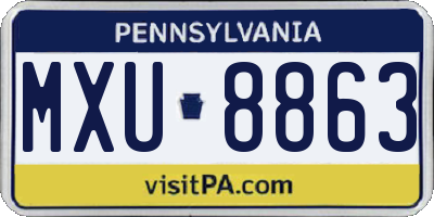 PA license plate MXU8863