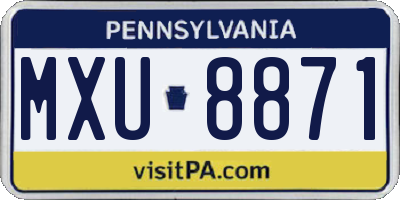 PA license plate MXU8871