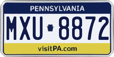 PA license plate MXU8872