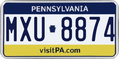 PA license plate MXU8874