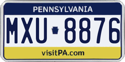 PA license plate MXU8876