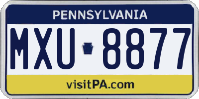 PA license plate MXU8877
