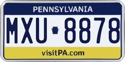 PA license plate MXU8878