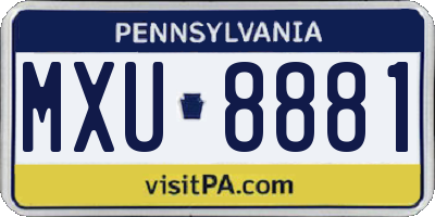 PA license plate MXU8881