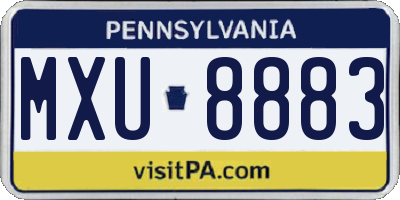 PA license plate MXU8883