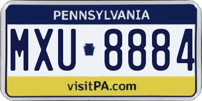PA license plate MXU8884