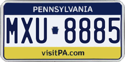 PA license plate MXU8885