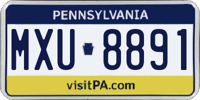 PA license plate MXU8891