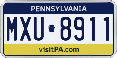 PA license plate MXU8911