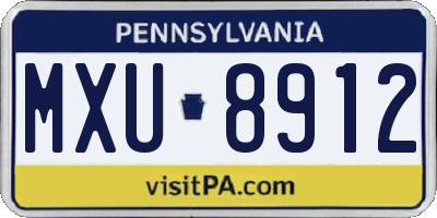 PA license plate MXU8912