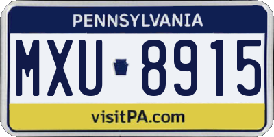 PA license plate MXU8915