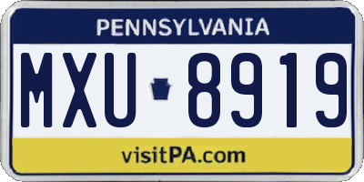 PA license plate MXU8919