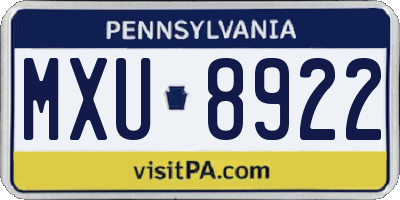 PA license plate MXU8922