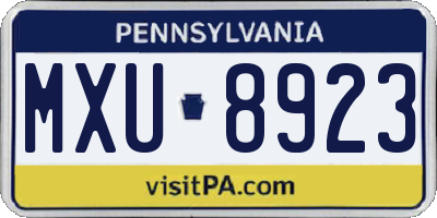 PA license plate MXU8923