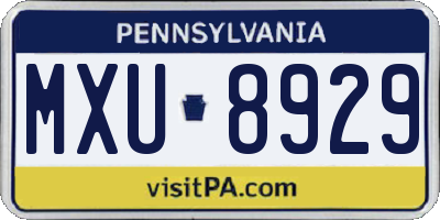 PA license plate MXU8929