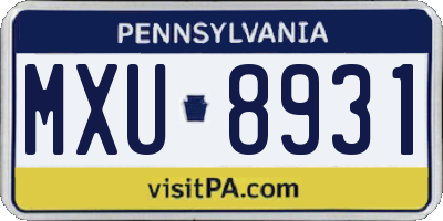 PA license plate MXU8931