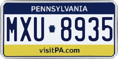 PA license plate MXU8935