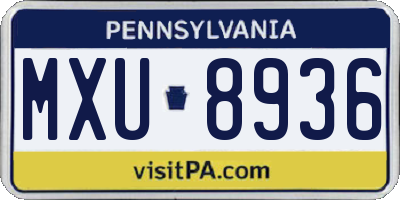 PA license plate MXU8936