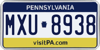 PA license plate MXU8938