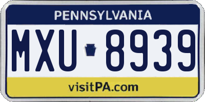 PA license plate MXU8939
