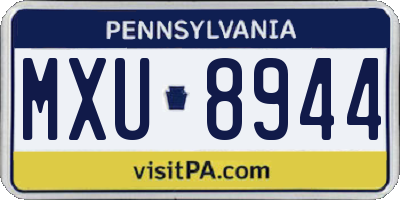 PA license plate MXU8944