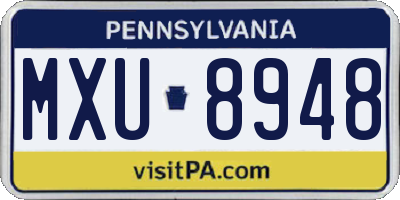 PA license plate MXU8948