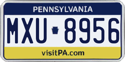 PA license plate MXU8956