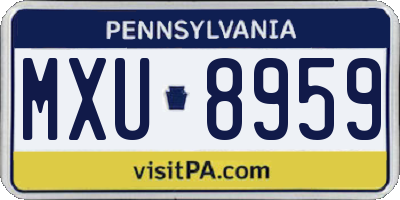 PA license plate MXU8959