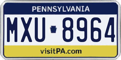 PA license plate MXU8964