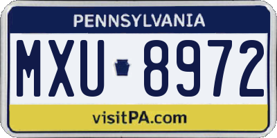 PA license plate MXU8972